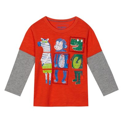 Boys' orange animal print mock t-shirt